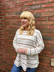 Mocha Stripe Long Sleeve Top Yasmin