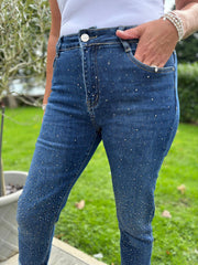 Denim Diamante Mom Fit Jeans