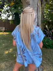 Denim Palm Leaf Top Millie