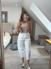 White Barrel Leg Trousers