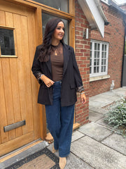 Black Leopard Lined Blazer Ashley