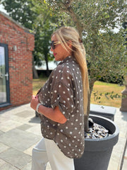 Chocolate Polka Dot Blouse Kathy