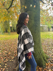 Charcoal Check Tie Shawl Roxie
