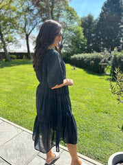 Black Broderie Bardot Dress Orla