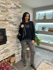 Black Embellished Bow Jumper Kelsey