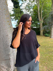 Black Reverse Seam Knit Georgina
