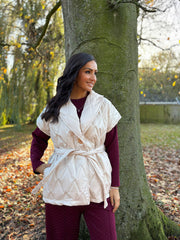Antique Cream Quilted Gilet Hollie