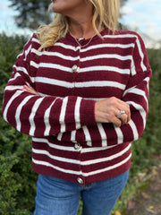 Wine Stripe Cardigan Dora