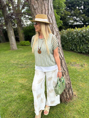 Khaki Multi Hole Layered Top Laurel
