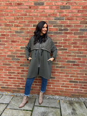 Khaki Half Quilted Sweat Jacket Lois