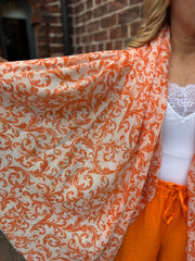 Orange Gold Fleck Paisley Scarf