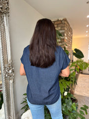 Denim Embellished Top Jocelyn
