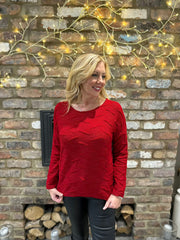 Red Textured Shimmer Knit Dione