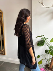 Black Open Weave Knit Peyton