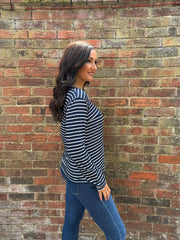 Navy Striped Super Soft Round Neck