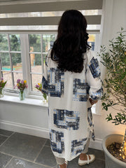 Navy Floral Aztec Shirt Dress  Gemma