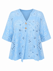 Blue Paisley Bubble Cotton Top Quinley