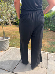 Black Wide Leg Pull On Trousers Cara