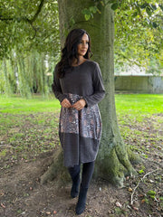 Grey Ditsy Leopard Panel Dress Clara