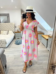 Stone Bubble Cotton Sunburst Dress Florence