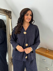 Navy Knitted Top and Trouser Set Evie
