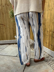 Navy Brushed Stripe Trousers Sadie