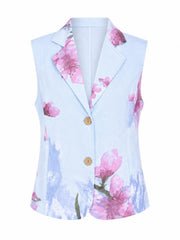 Blue Flower Print Top Claudette