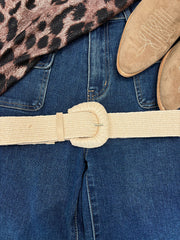 Stone Elasticated Weave Buckle Belt