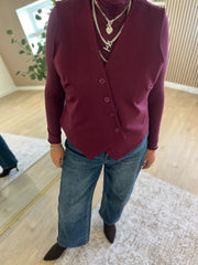 Wine Diamante Waistcoat Jude