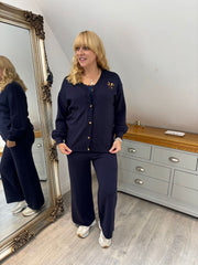 Navy Leopard Bow Cardi Georgina