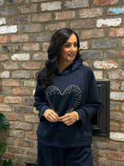 Navy Embellished Heart Tracksuit Cassie