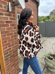 Chocolate Leopard Quilted Coat Adele