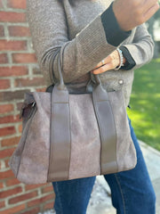 Mocha Multi Fabric Handbag