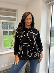 Black Rope Detail Roll Neck Jumper Kim