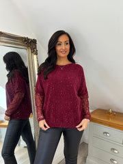 Wine Chenille Shimmer Sweatshirt Hailey
