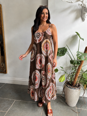Chocolate Patterned Dress Odette
