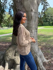 Mocha Open Collar Jumper Rhea