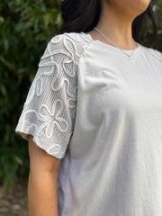 Stone Net Sleeve Applique Tee Gemma