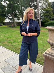 Navy Military Suedette Jacket Cheryl