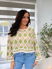 Green Diamond Crochet Knit Zuri