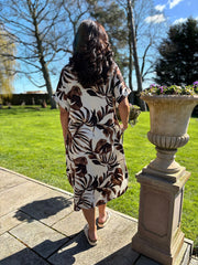 Chocolate Palm Leaf Shirt Dress Haven