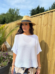 White Cotton Reverse Seam Knit Jo