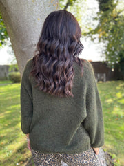 Khaki V Neck Knit Roxanne