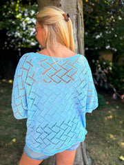 Blue Abstract Pattern Knit Tori