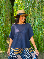 Navy Cotton Reverse Seam Knit Jo