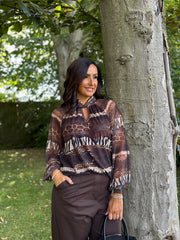 Chocolate Mixed Animal Mesh Top Louise