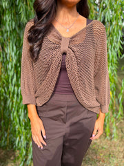 Chocolate Gathered Loose Knit Paige