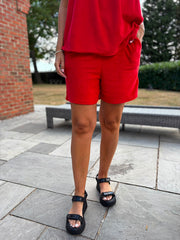 Red Towelling Shorts Natasha
