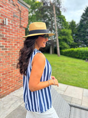 Navy Striped Sleeveless Top Tiana
