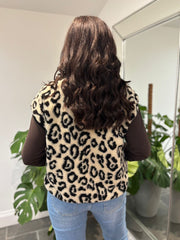 Winter White Leopard Fleece Waistcoat Paris